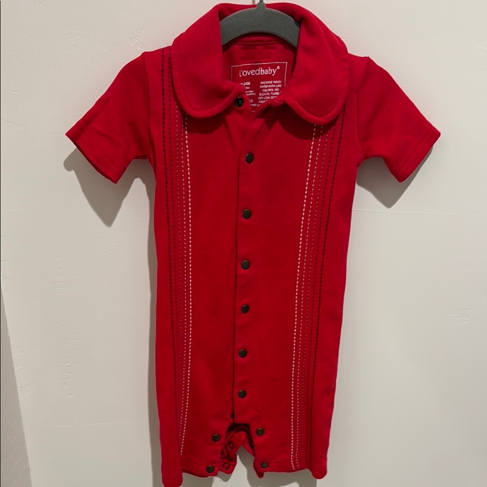 Red stitched romper